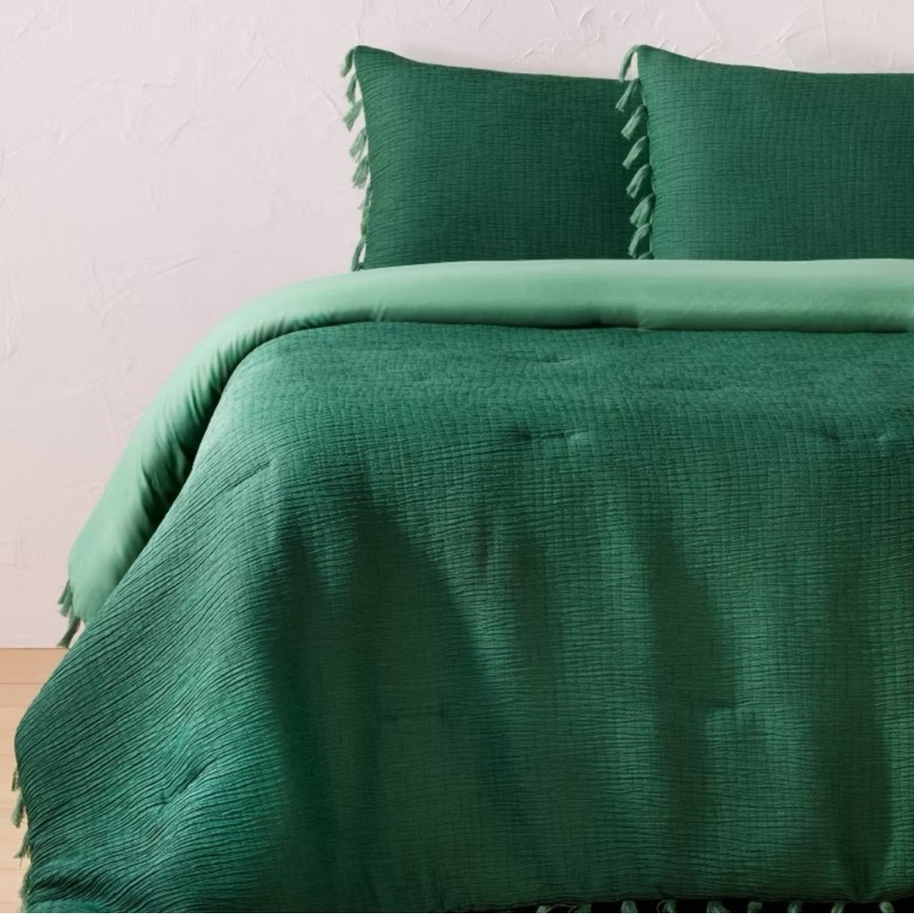 FULL Opalhouse Jungalow Comforter Set Fringe Lightweigh Teal/Aqua